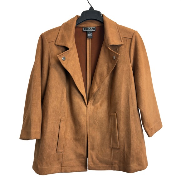 NYCC New York Clothing Co Jackets & Blazers - NYCC New York Clothing Co Faux Suede Open Front Jacket Camel Brown Womens 1X